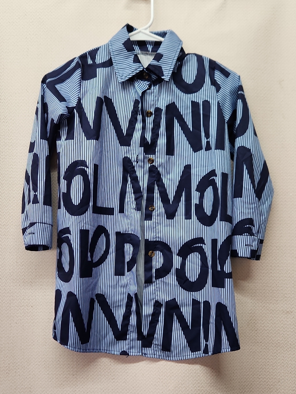 Blue Graphic Print Button-Down Shirt - Unbranded